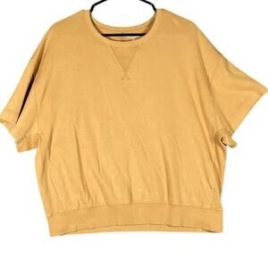Athleta Womens Sweatshirt Tee Mustard Sundown Short Sleeve Cotton Blend M
